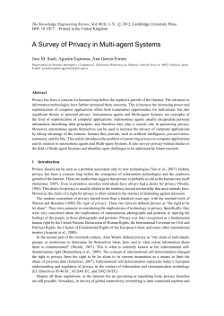 A Survey of Privacy in Multi-agent Systems - Jose M. Such