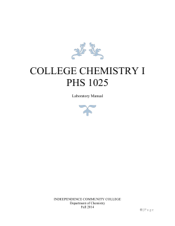 College Chemistry I PHS 1025