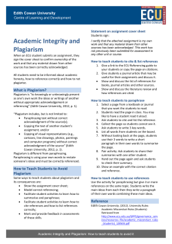 Academic integrity and plagiarism - ECU Portal