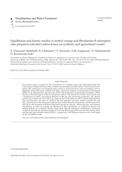 Equilibrium and kinetic studies of methyl orange and