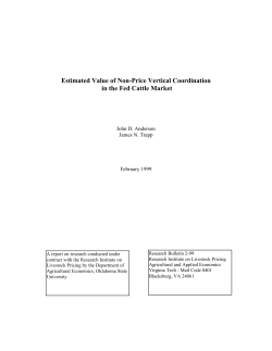 Estimated Value of Non-Price Vertical Coordination in the