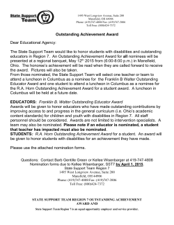 Outstanding Achievement Award Dear Educational Agency: The