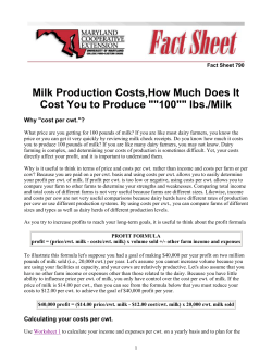 Milk Production costs - Department of Agricultural and Resource