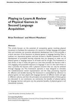 Playing to Learn: A Review of Physical Games in Second