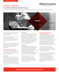 Solution Overview It`s Time to Move to the Cloud