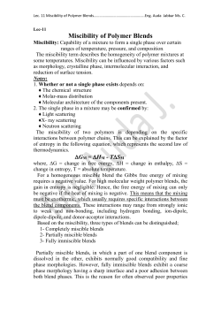 Miscibility of Polymer Blends Miscibility