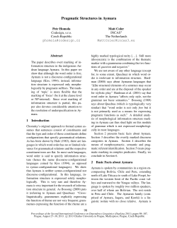 Pragmatic Structures in Aymara - Association for Computational