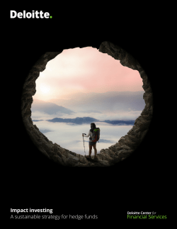 Impact investing A sustainable strategy for hedge funds