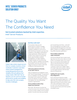 Intel&reg; Server Products Solution Brief
