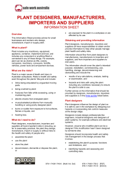 Plant designers, manufacturers, importers and suppliers information