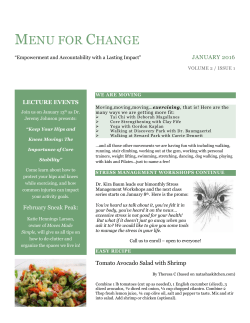 January 2016 - Menu for Change