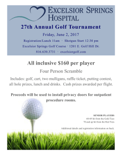27th Annual Golf Tournament All inclusive $160 per player