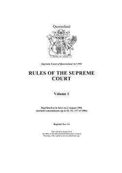 RULES OF THE SUPREME COURT Volume 1