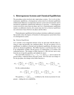 1. Heterogeneous Systems and Chemical Equilibrium