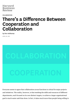 There`s a Difference Between Cooperation and Collaboration