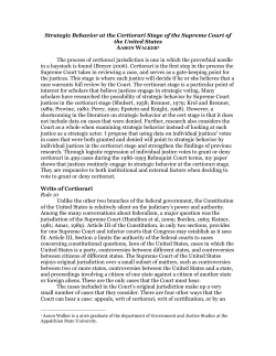 Strategic Behavior at the Certiorari Stage of the Supreme Court of