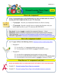 Personal Learning Theory Paper – Initial (50 pts)