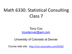 Statistical Consulting - Cox Associates Consulting