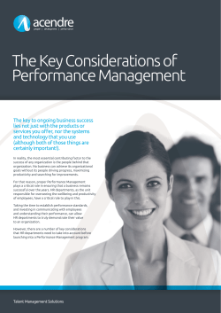 The Key Considerations of Performance Management