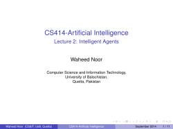 CS414-Artificial Intelligence - Lecture 2: Intelligent Agents