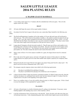 SALEM LITTLE LEAGUE 2016 PLAYING RULES