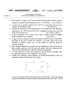 grade : x physics worksheet -1 (electricity )
