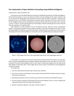 The mathema cs of Space Weather Forecas ng using Ar ficial