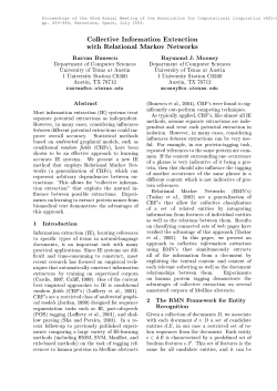 Collective Information Extraction with Relational Markov Networks