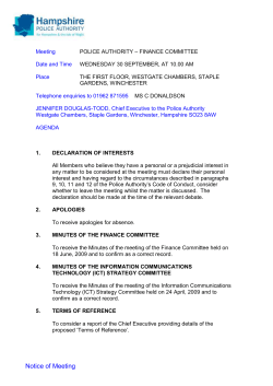 Meeting POLICE AUTHORITY &ndash; FINANCE COMMITTEE Date and