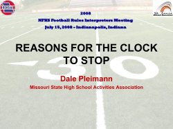 REASONS FOR THE CLOCK TO STOP Dale Pleimann Missouri