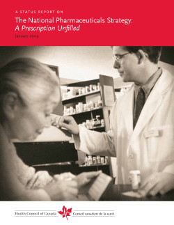 The National Pharmaceuticals Strategy: A Prescription Unfilled