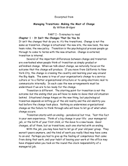 Excerpted from Managing Transitions: Making the Most of Change