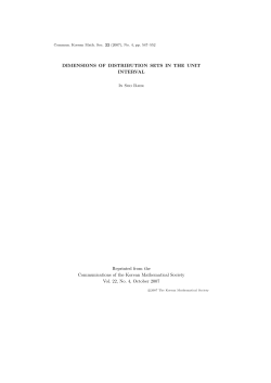 DIMENSIONS OF DISTRIBUTION SETS IN THE UNIT INTERVAL