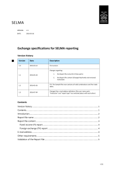 Exchange specifications for SELMA reporting