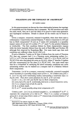 FOLIATIONS AND THE TOPOLOGY OF 3