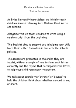 Phonics and Letter Formation Booklet for parents At Brize Norton