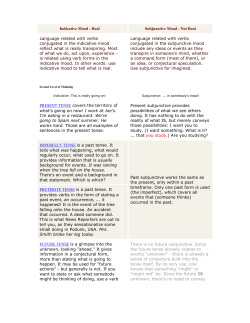 Indicative Mood - Real Subjunctive Mood