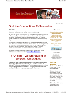 On-Line Connections E-Newsletter FFA gets Two Star award at