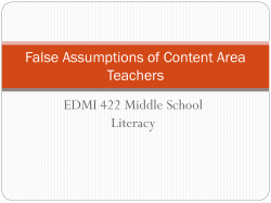 False Assumptions of Content Area Teachers