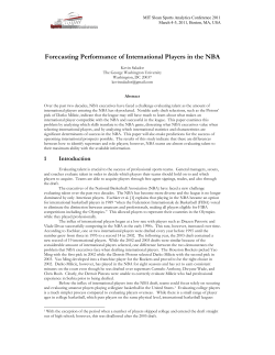 Forecasting Performance of International Players in the NBA