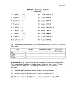 STA 2023 – Elementary Statistics
