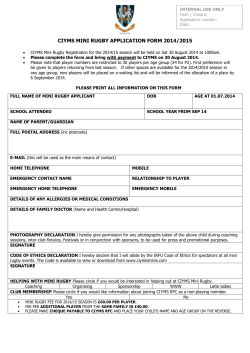 CIYM Mini Rugby Application Form 2006/7