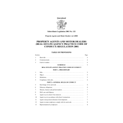 (Real Estate Agency Practice Code of Conduct) Regulation 2001