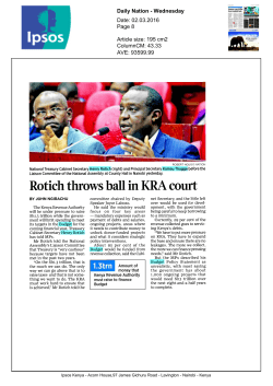 Rotich throws ball in KRA court