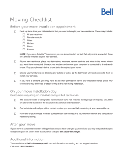 Moving Checklist - Bell Customer Support Centre