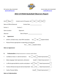 Basketball Observers Report Form