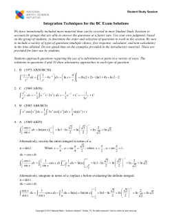 Integration Techniques for the BC Exam Solutions