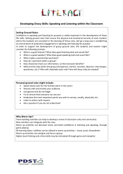 Developing Oracy Skills: Speaking and Listening within the