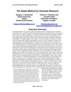 The Delphi Method for Graduate Research