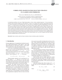 CORRELATION&ndash;BASED FEATURE SELECTION STRATEGY IN